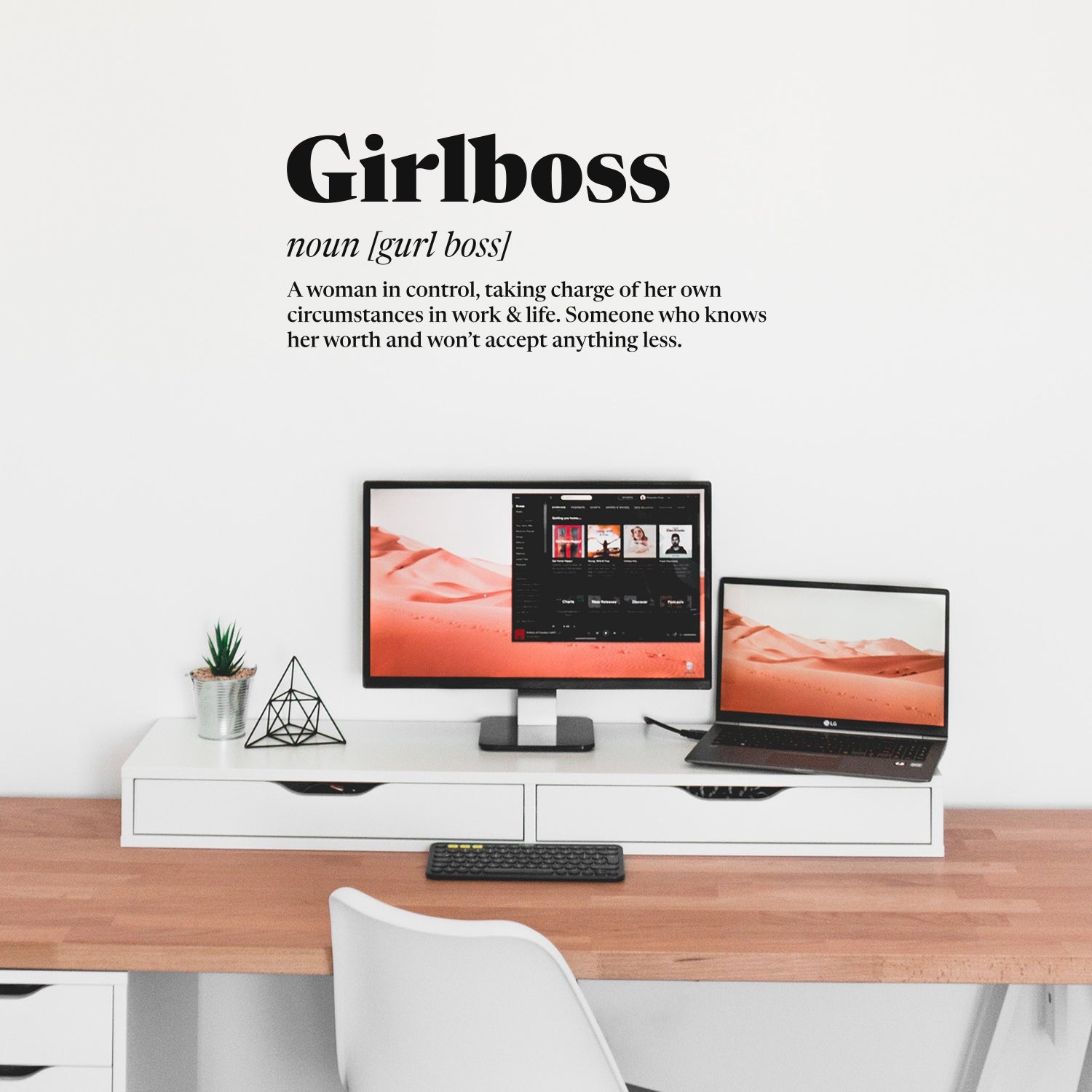 Vinyl Wall Art Decal - Girlboss: A Woman in Control - 15 x 33" - Trendy Motivational Definition Quote Sticker for Feminism Woman Home Bedroom Living Room Work Office Decor (Black)"