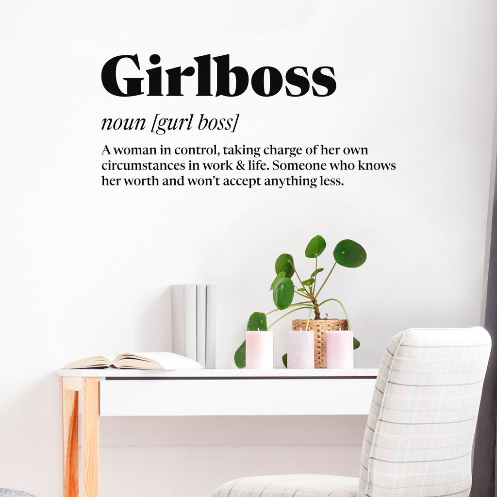 Vinyl Wall Art Decal - Girlboss: A Woman in Control - 15 x 33" - Trendy Motivational Definition Quote Sticker for Feminism Woman Home Bedroom Living Room Work Office Decor (Black)"