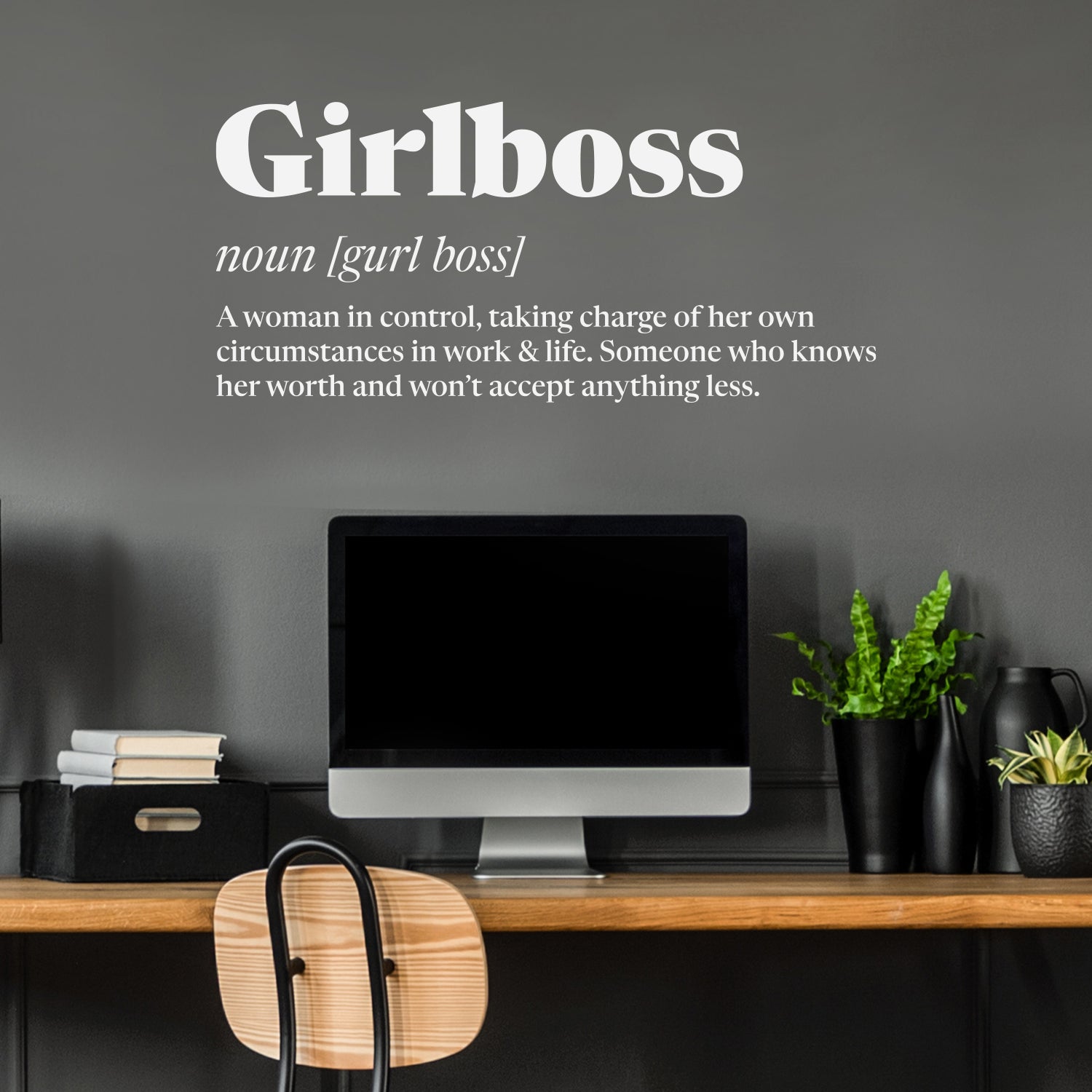 Vinyl Wall Art Decal - Girlboss: A Woman in Control - 15 x 33" - Trendy Motivational Definition Quote Sticker for Feminism Woman Home Bedroom Living Room Work Office Decor (Black)"