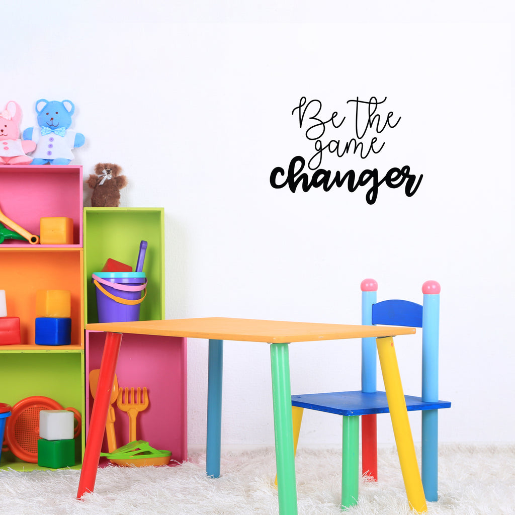 Vinyl Wall Art Decal - Be The Game Changer - 15.5 x 22" - Trendy Inspirational Positive Mind Change Quote Sticker for Bedroom Living Room Playroom Office School Coffee Shop Decor (Black)"