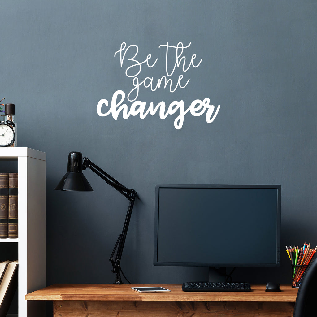 Vinyl Wall Art Decal - Be The Game Changer - 15.5 x 22" - Trendy Inspirational Positive Mind Change Quote Sticker for Bedroom Living Room Playroom Office School Coffee Shop Decor (Black)"