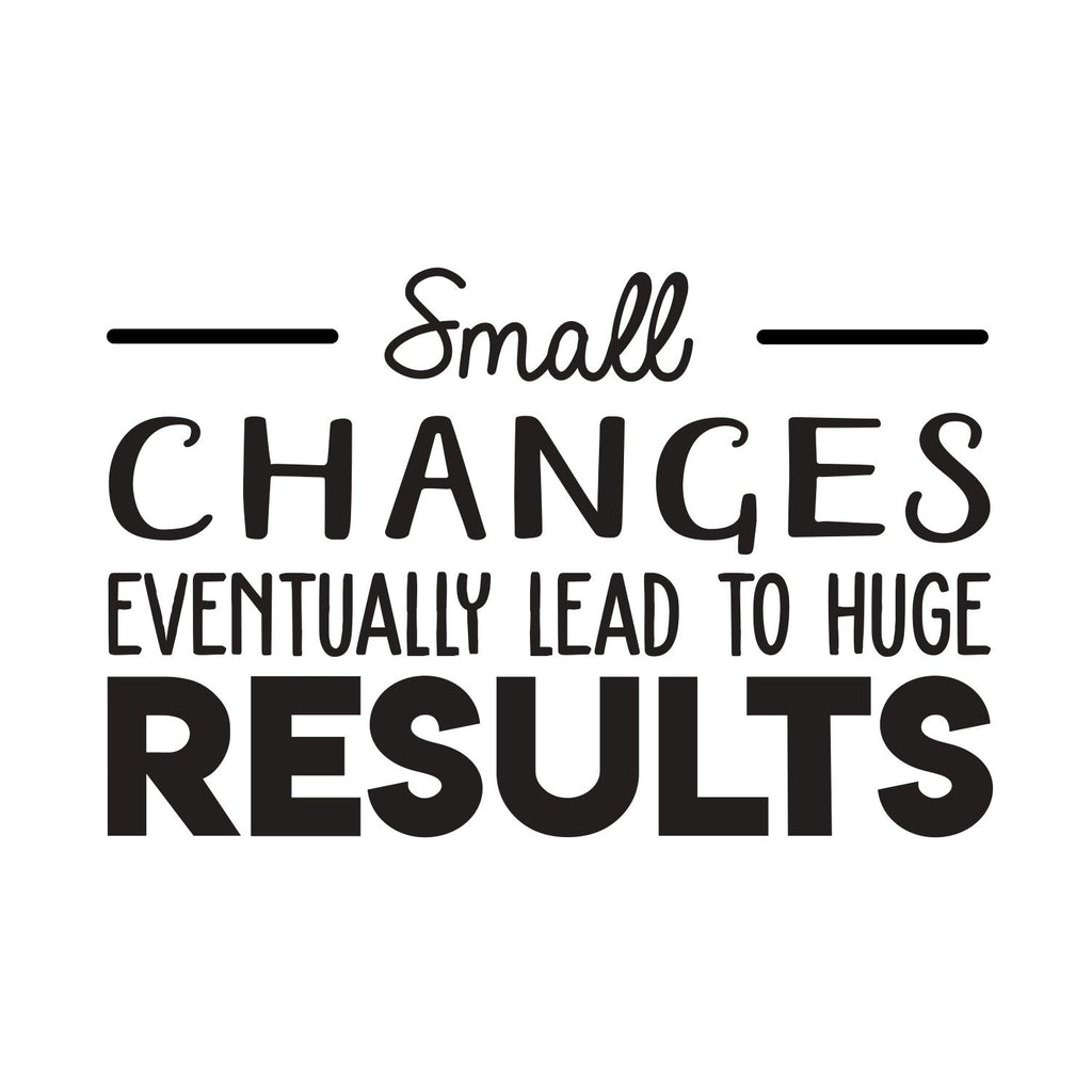 Vinyl Wall Art Decal - Small Changes Eventually Lead to Huge Results - 17 x 26" - Motivational Trendy Positive Vibes Sticker for Living Room Playroom Office School Gym Coffee Shop Decor (Black)"