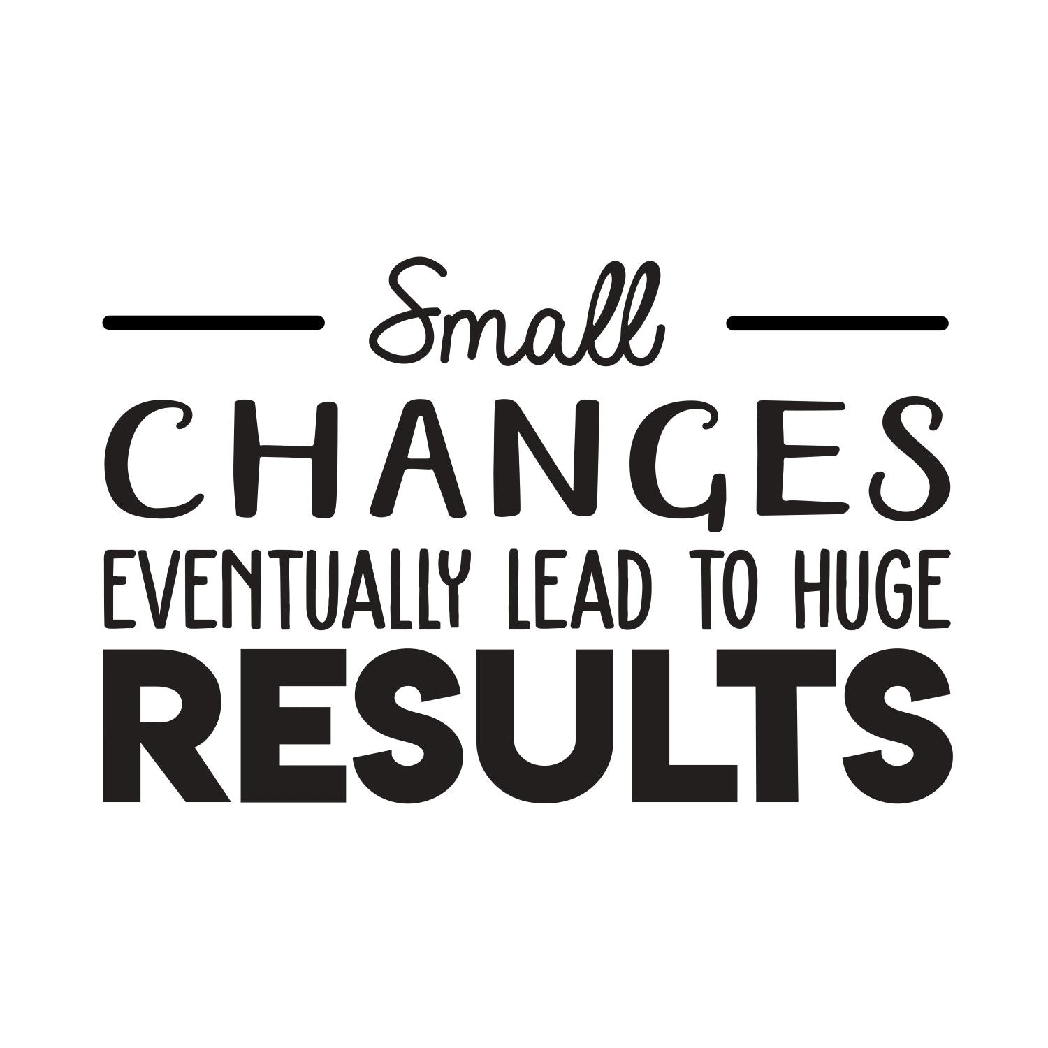 Vinyl Wall Art Decal - Small Changes Eventually Lead to Huge Results - 17 x 26" - Motivational Trendy Positive Vibes Sticker for Living Room Playroom Office School Gym Coffee Shop Decor (Black)"