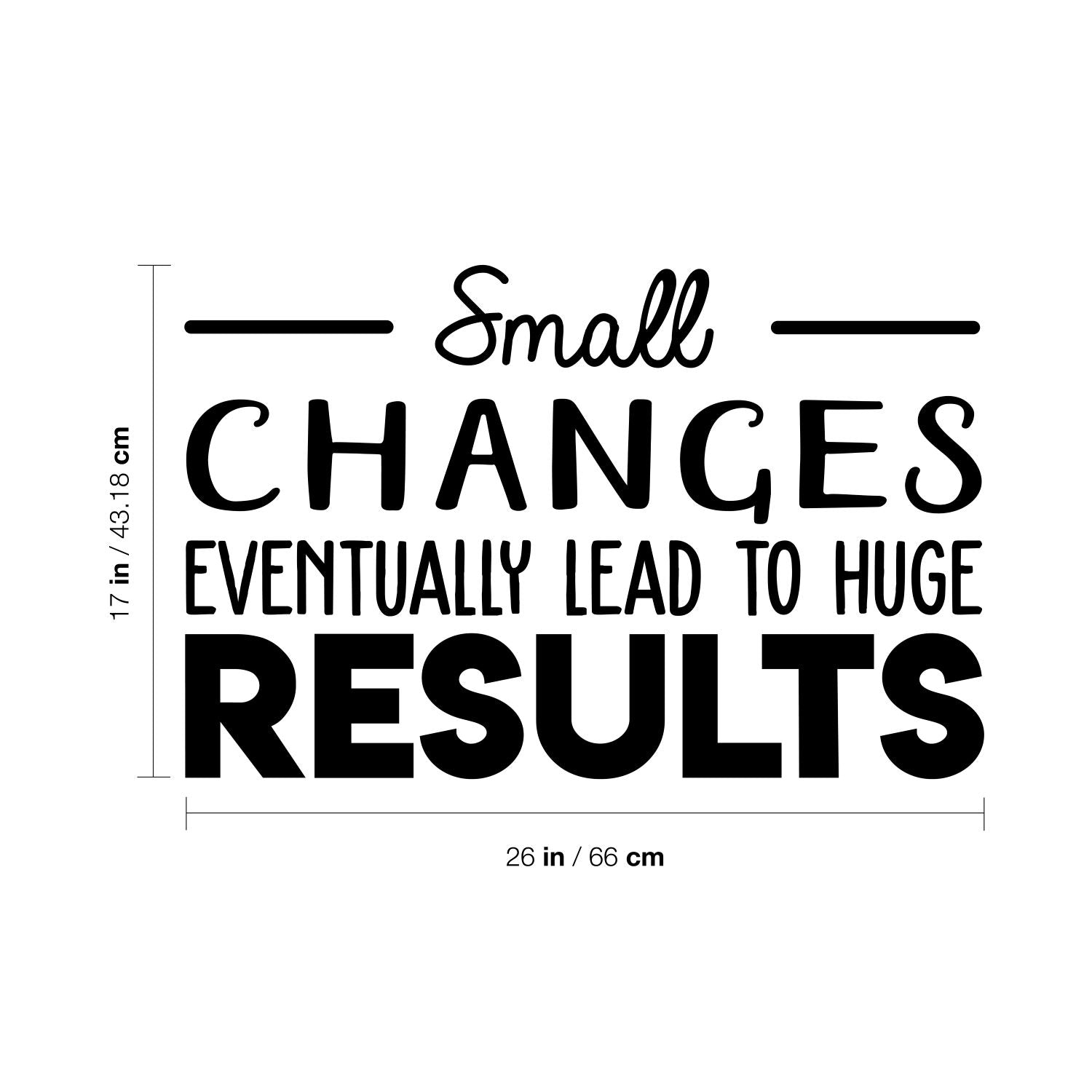 Vinyl Wall Art Decal - Small Changes Eventually Lead to Huge Results - 17 x 26" - Motivational Trendy Positive Vibes Sticker for Living Room Playroom Office School Gym Coffee Shop Decor (Black)"