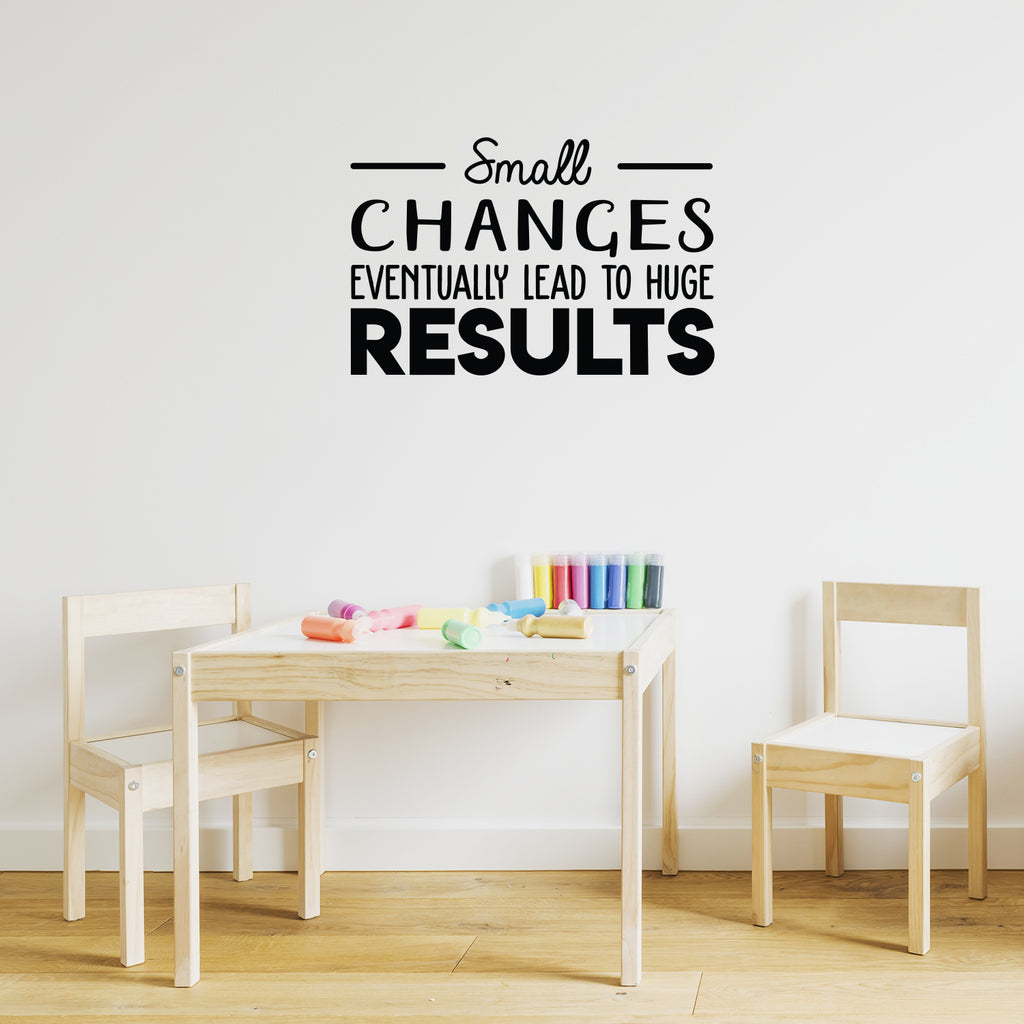 Vinyl Wall Art Decal - Small Changes Eventually Lead to Huge Results - 17 x 26" - Motivational Trendy Positive Vibes Sticker for Living Room Playroom Office School Gym Coffee Shop Decor (Black)"
