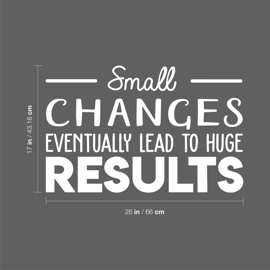 Vinyl Wall Art Decal - Small Changes Eventually Lead to Huge Results - 17 x 26" - Motivational Trendy Positive Vibes Sticker for Living Room Playroom Office School Gym Coffee Shop Decor (Black)"