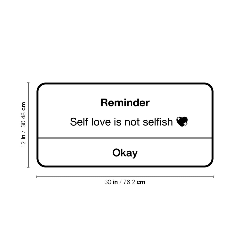 Vinyl Wall Art Decal - Self Love is Not Selfish - 12 x 30" - Cute iPhone Reminder Shape Modern Inspirational Quote Sticker for Home Office Bedroom Closet Bathroom Decor (Black)"