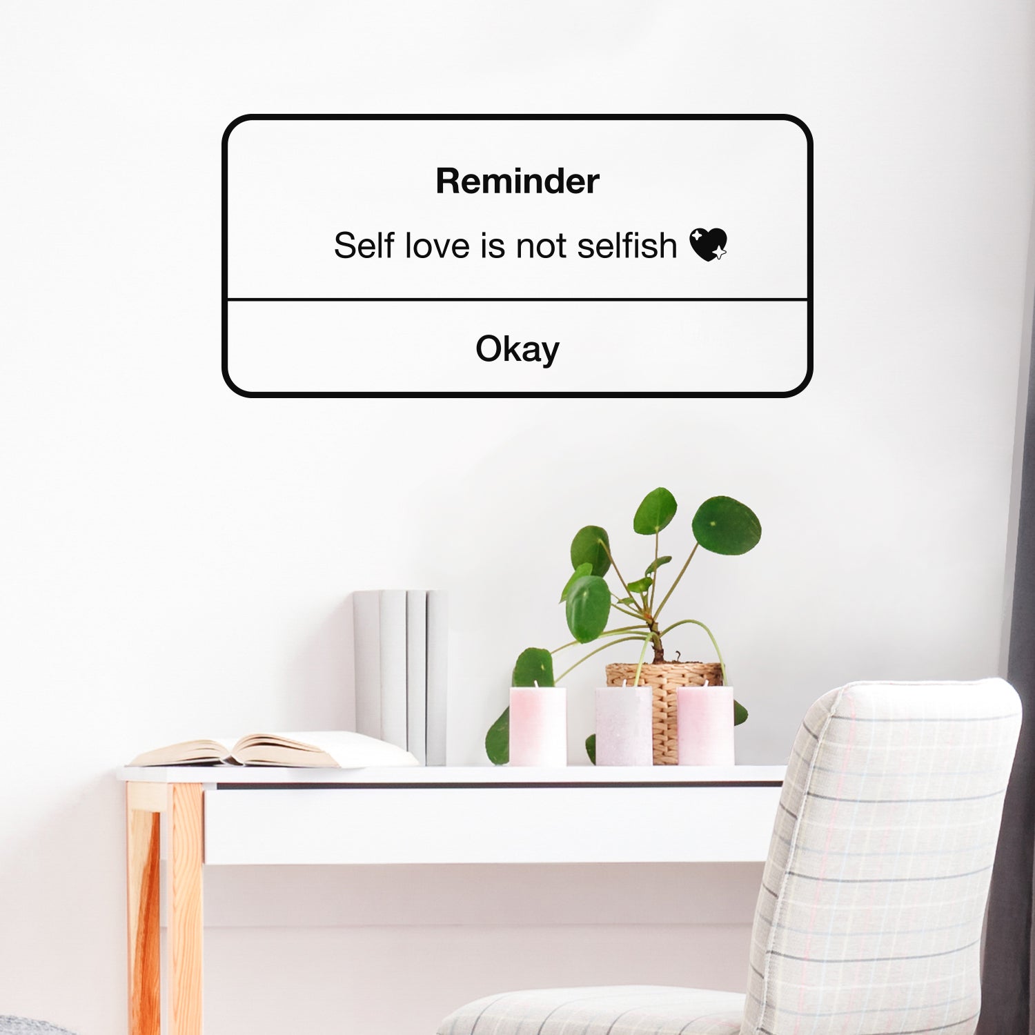 Vinyl Wall Art Decal - Self Love is Not Selfish - 12 x 30" - Cute iPhone Reminder Shape Modern Inspirational Quote Sticker for Home Office Bedroom Closet Bathroom Decor (Black)"