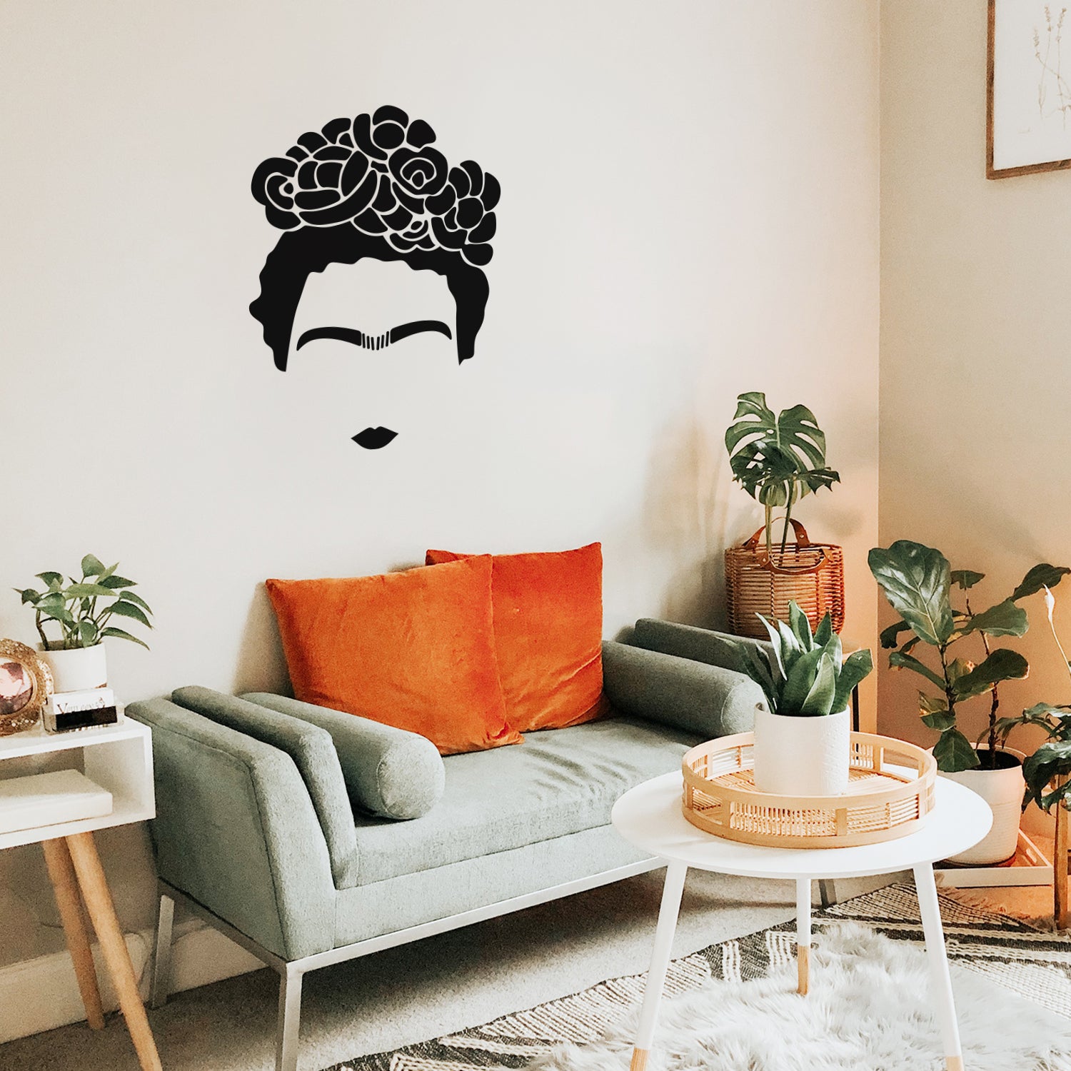 Vinyl Wall Art Decal - Frida Kahlo - 29 x 22" - Trendy Cute Minimalist Style Face Silhouette Design Shape Sticker for Living Room Bedroom Office School Coffee Shop Boutique Store Decor (Black)"