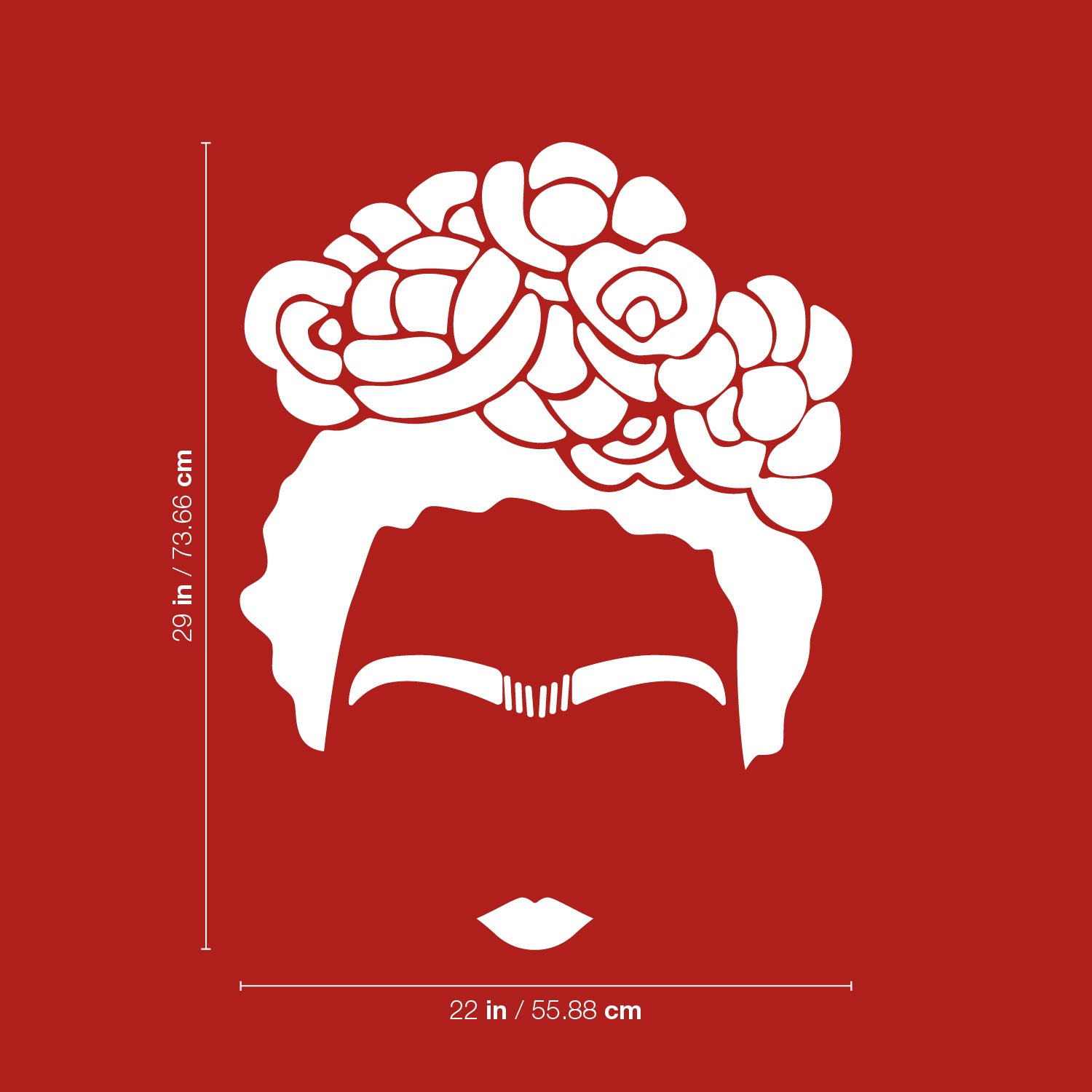 Vinyl Wall Art Decal - Frida Kahlo - 29 x 22" - Trendy Cute Minimalist Style Face Silhouette Design Shape Sticker for Living Room Bedroom Office School Coffee Shop Boutique Store Decor (Black)"