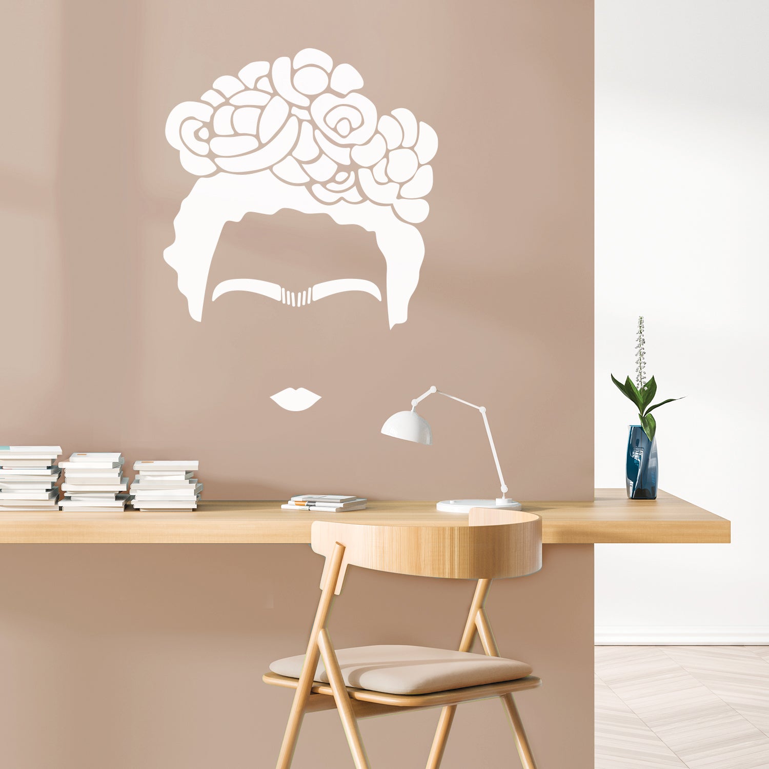 Vinyl Wall Art Decal - Frida Kahlo - 29 x 22" - Trendy Cute Minimalist Style Face Silhouette Design Shape Sticker for Living Room Bedroom Office School Coffee Shop Boutique Store Decor (Black)"