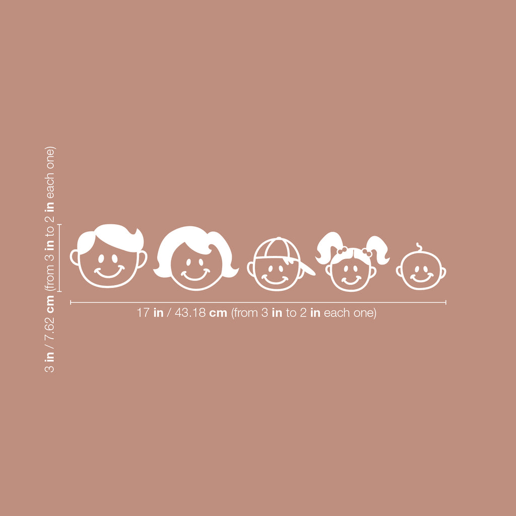 Vinyl Wall Art Decal - Family Heads - from 3 x 3" - Cute Design Trendy Bumper Stickers for Cars Home Family Car Minivan Families Auto Rear Window Decor"