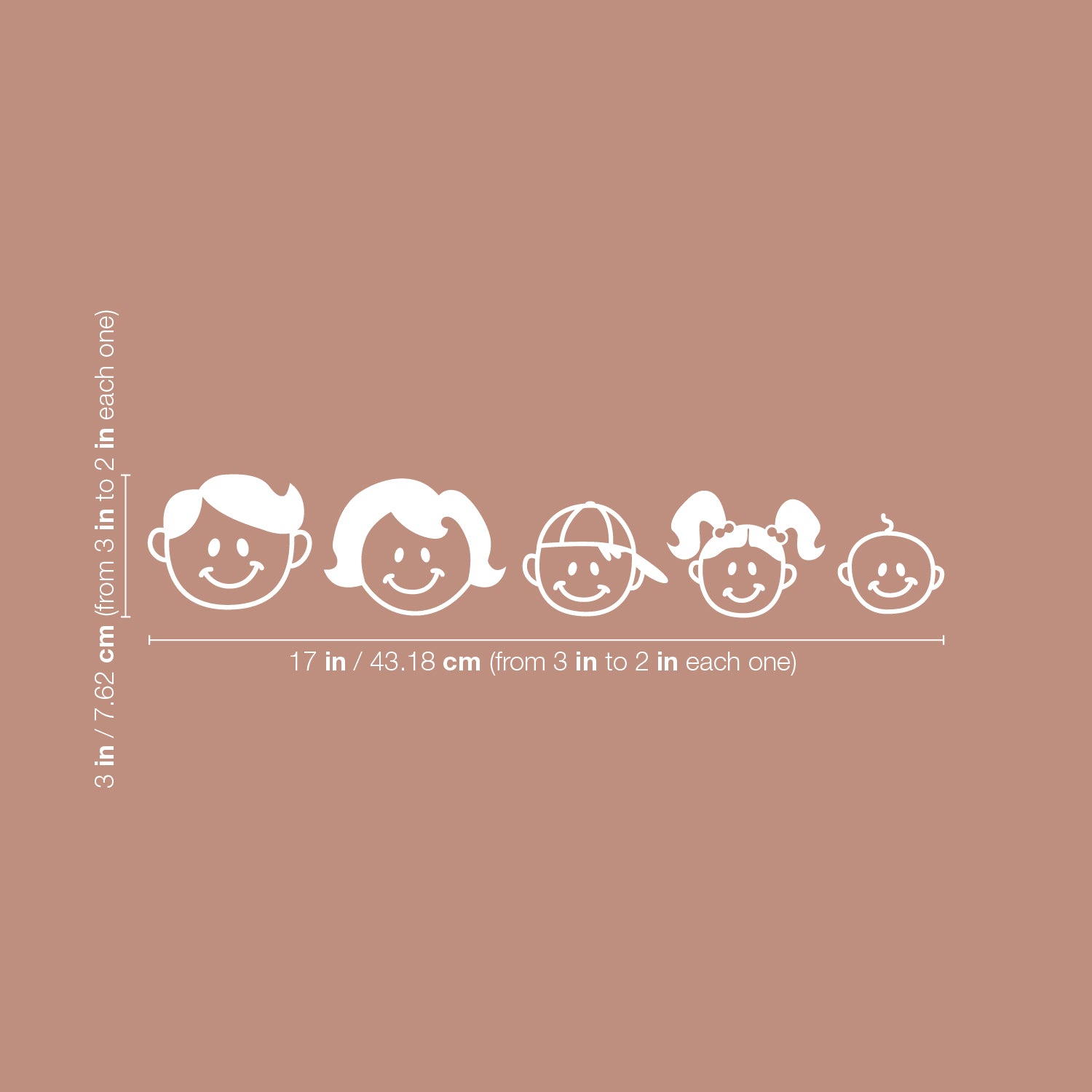 Vinyl Wall Art Decal - Family Heads - from 3 x 3" - Cute Design Trendy Bumper Stickers for Cars Home Family Car Minivan Families Auto Rear Window Decor"