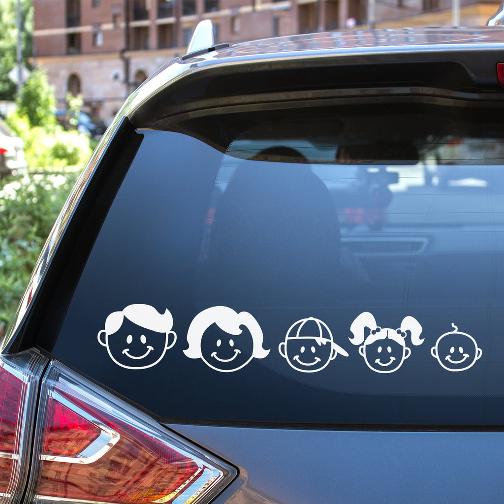 Vinyl Wall Art Decal - Family Heads - from 3 x 3" - Cute Design Trendy Bumper Stickers for Cars Home Family Car Minivan Families Auto Rear Window Decor"