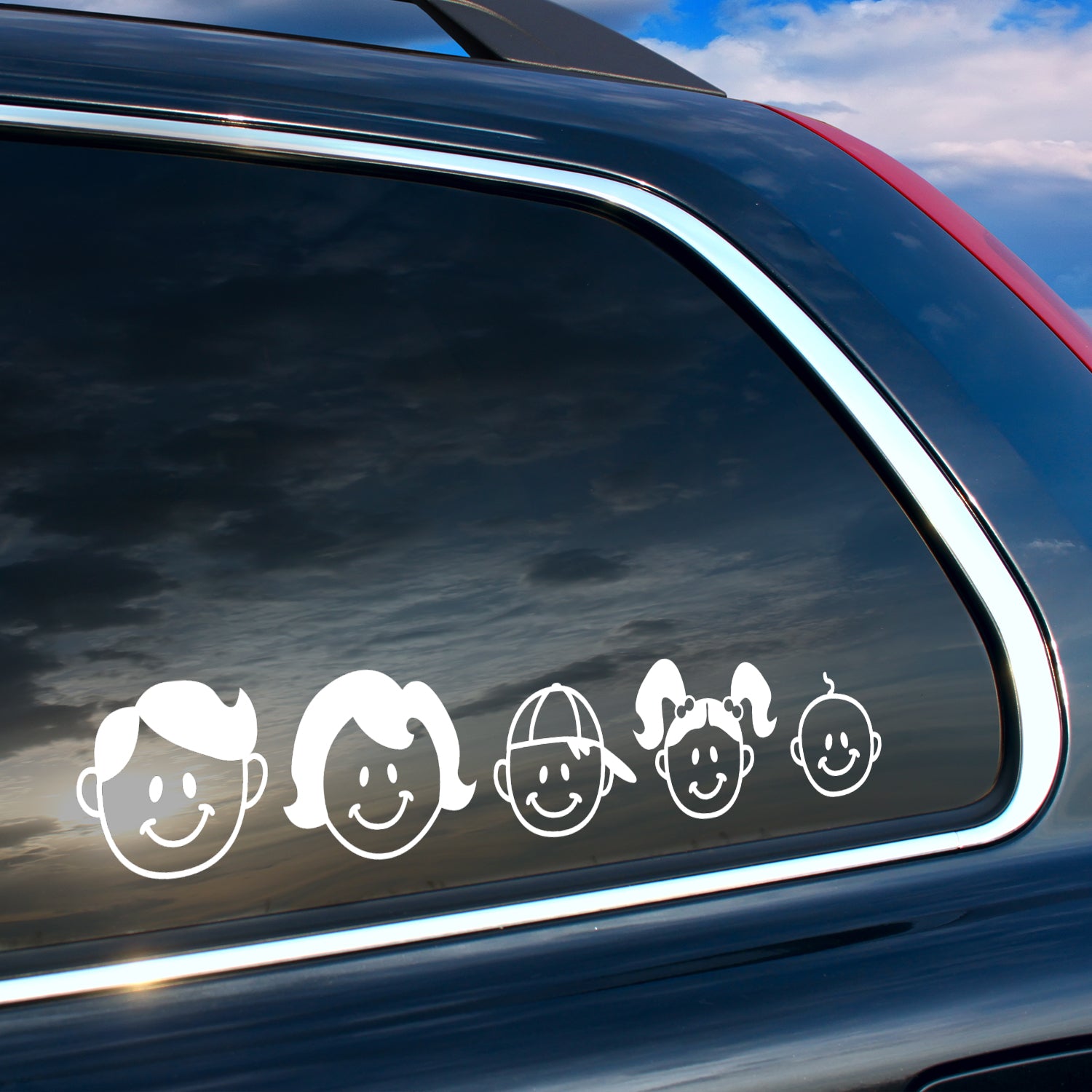 Vinyl Wall Art Decal - Family Heads - from 3 x 3" - Cute Design Trendy Bumper Stickers for Cars Home Family Car Minivan Families Auto Rear Window Decor"