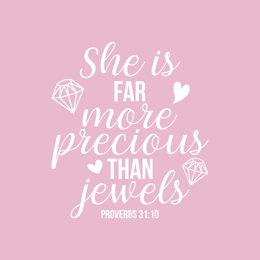 Vinyl Wall Art Decal - She is Far More Precious Than Jewels - 25 x 22" - Icons Design Trendy Inspirational Quote Sticker for Girls Bedroom Living Room Kids Room Home Office Decor (Black)"