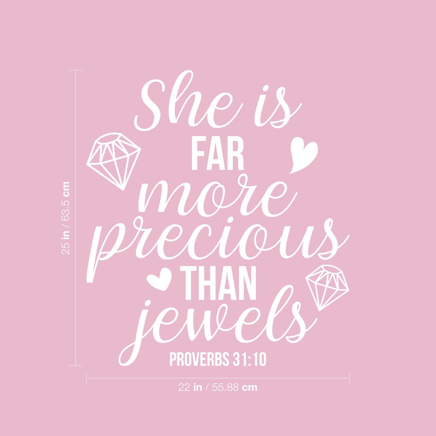 Vinyl Wall Art Decal - She is Far More Precious Than Jewels - 25 x 22" - Icons Design Trendy Inspirational Quote Sticker for Girls Bedroom Living Room Kids Room Home Office Decor (Black)"