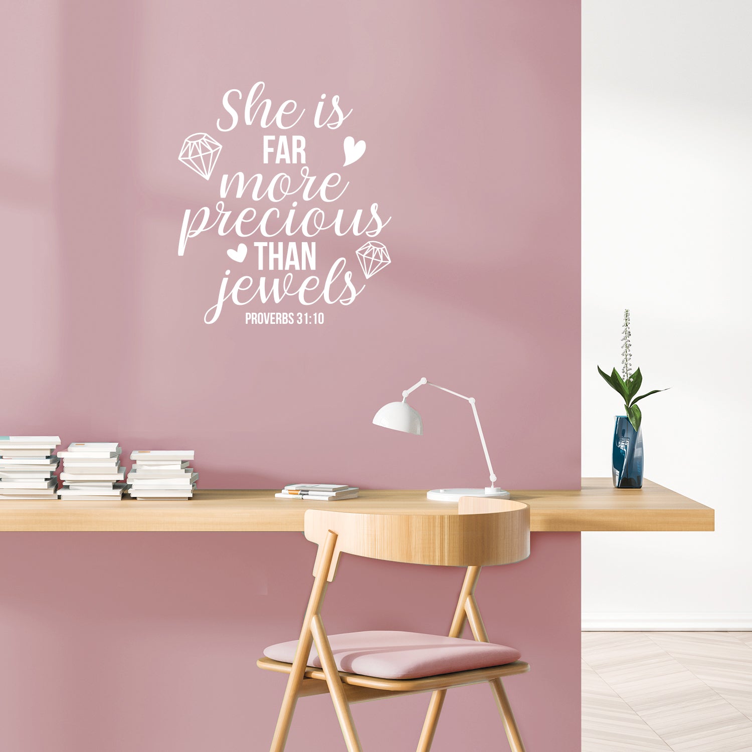 Vinyl Wall Art Decal - She is Far More Precious Than Jewels - 25 x 22" - Icons Design Trendy Inspirational Quote Sticker for Girls Bedroom Living Room Kids Room Home Office Decor (Black)"