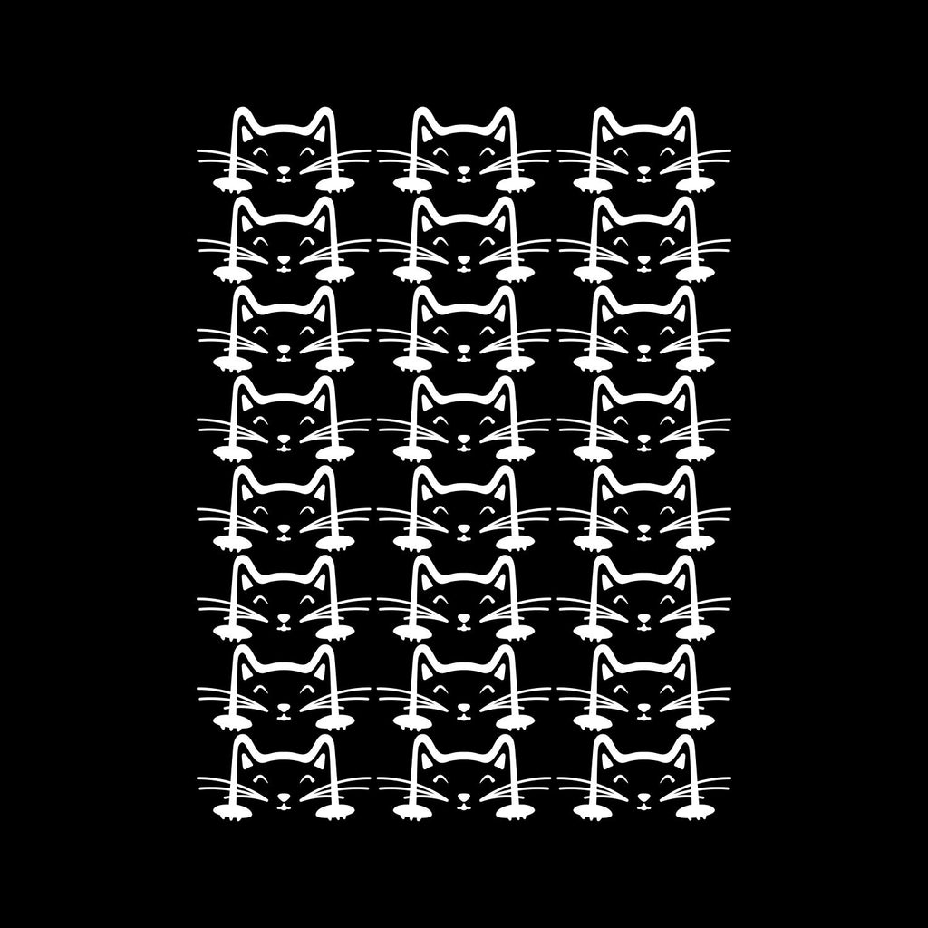 Set of 24 Vinyl Wall Art Decal - Cat Faces Pattern - from 3 x 6" Each - Cute Kitty Adhesive Stickers for Bedroom Kids Room Playroom Home School Classroom Cats Decor (Black)"