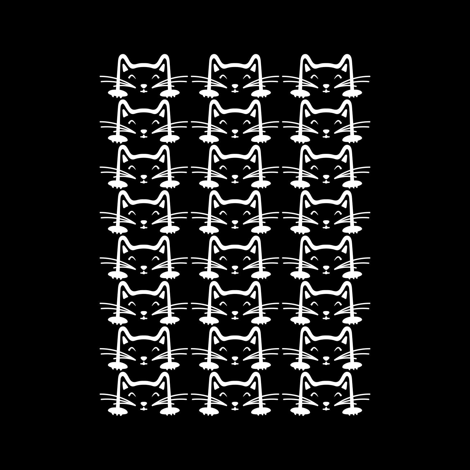 Set of 24 Vinyl Wall Art Decal - Cat Faces Pattern - from 3 x 6" Each - Cute Kitty Adhesive Stickers for Bedroom Kids Room Playroom Home School Classroom Cats Decor (Black)"