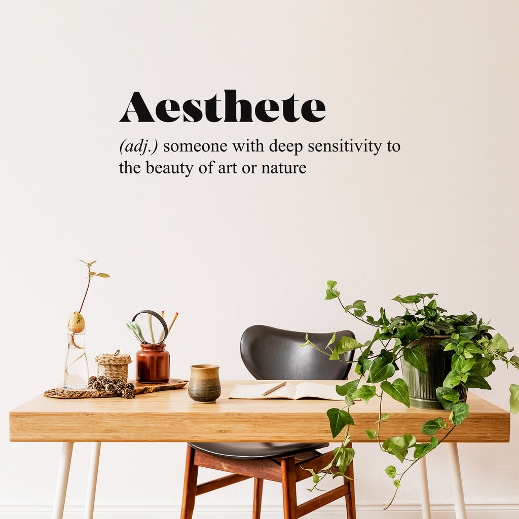Vinyl Wall Art Decal - Aesthete. Someone With Deep Sensitivity To The Beauty - 10 x 32" - Inspirational Minimalist Style Sticker For Bedroom Closet Living Room Office School Coffee Shop Decor (Black)"