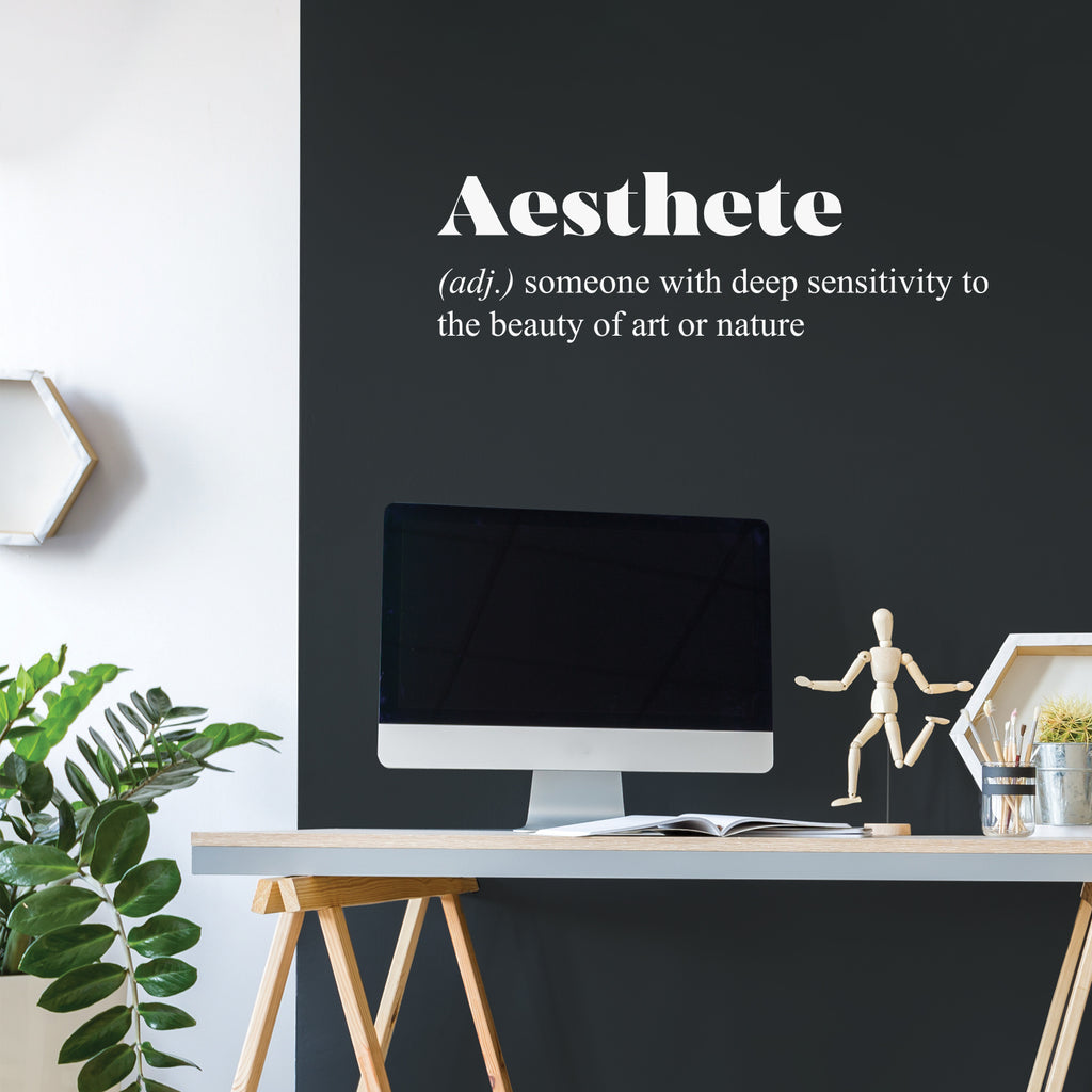 Vinyl Wall Art Decal - Aesthete. Someone With Deep Sensitivity To The Beauty - 10 x 32" - Inspirational Minimalist Style Sticker For Bedroom Closet Living Room Office School Coffee Shop Decor (Black)"