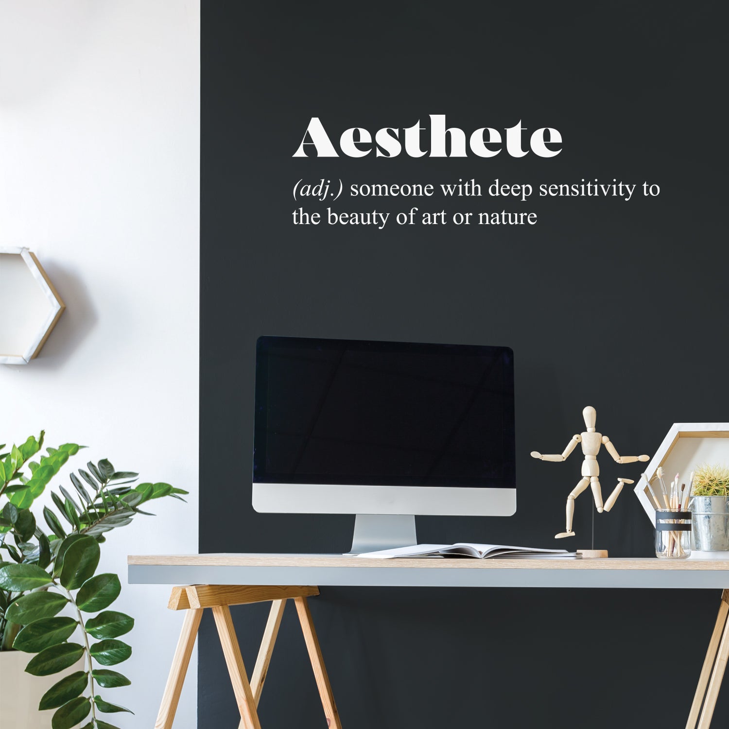 Vinyl Wall Art Decal - Aesthete. Someone With Deep Sensitivity To The Beauty - 10 x 32" - Inspirational Minimalist Style Sticker For Bedroom Closet Living Room Office School Coffee Shop Decor (Black)"