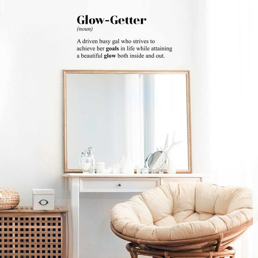 Vinyl Wall Art Decal - Glow-Getter. A gal who strives to Achieve her Goals - 14 x 30" - Cute Inspirational Self Esteem Quote Sticker for Bedroom Closet School Office Boutique Store Decor (Black)"