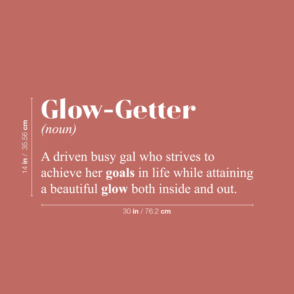 Vinyl Wall Art Decal - Glow-Getter. A gal who strives to Achieve her Goals - 14 x 30" - Cute Inspirational Self Esteem Quote Sticker for Bedroom Closet School Office Boutique Store Decor (Black)"