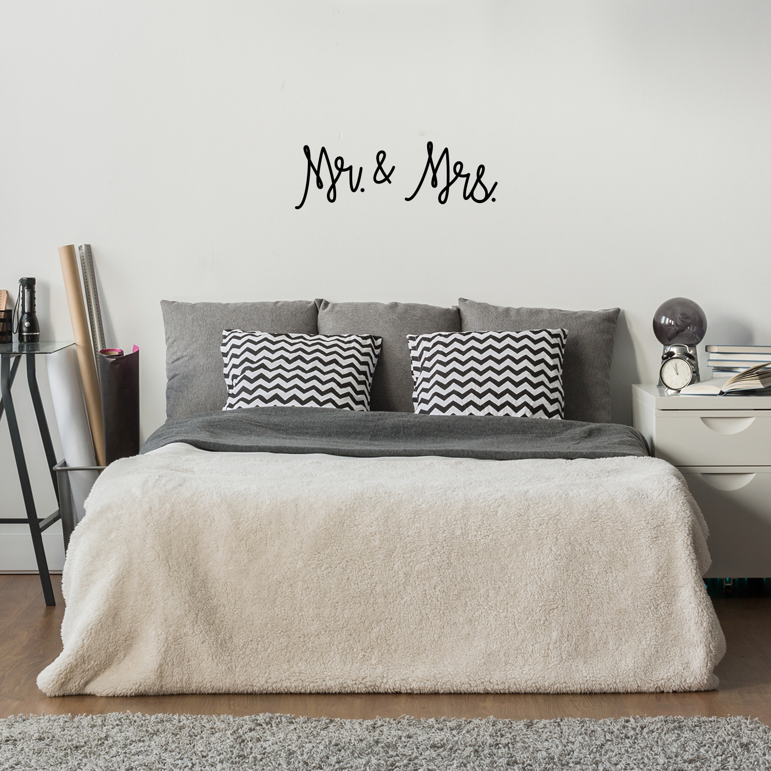Vinyl Wall Art Decal - Mr and Mrs - 10 x 30" - Couples Wedding Reception Happy Home Adhesive Peel Off Sticker - Marriage Wedlock Family Gifts of Love Living Room Bedroom Decor Stickers"