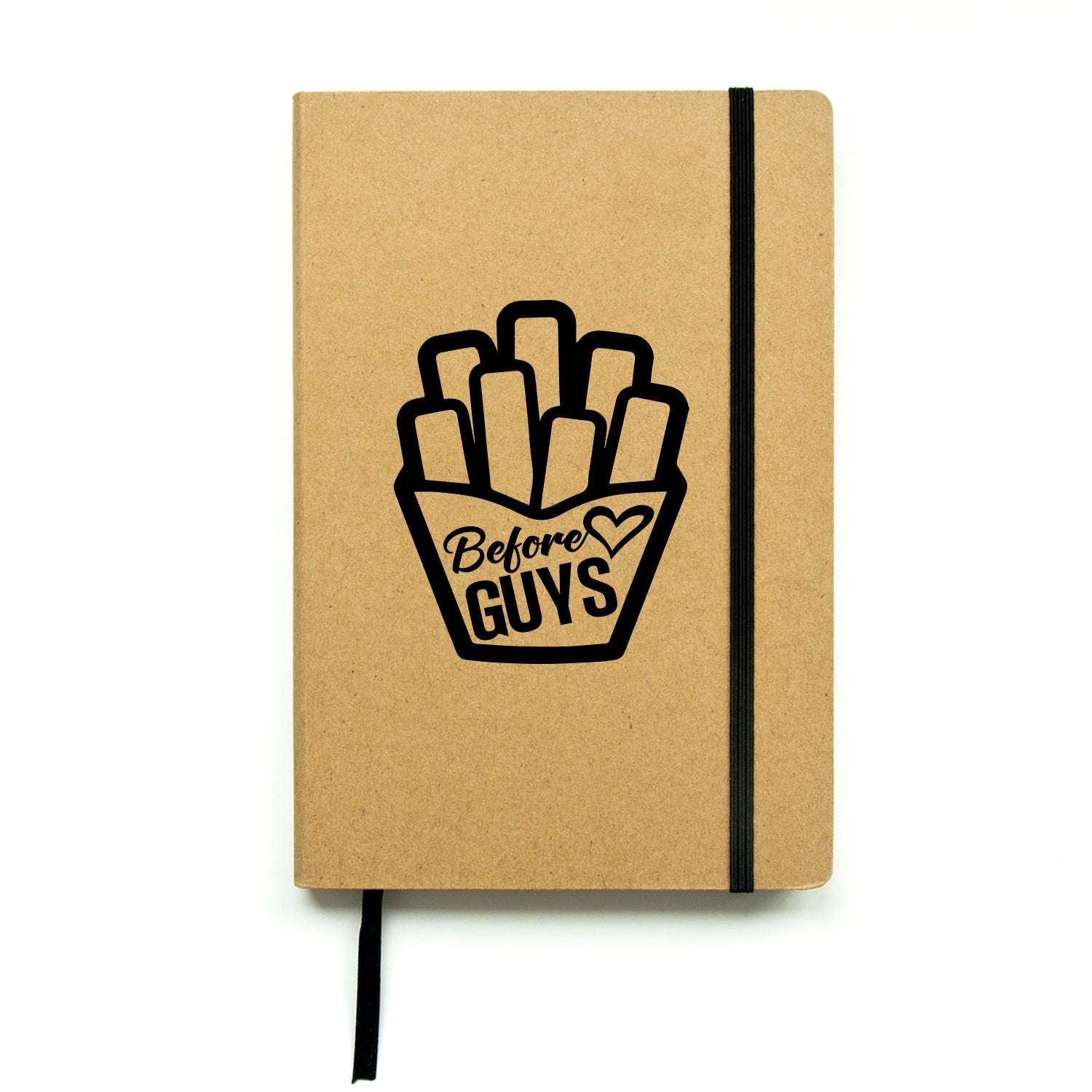 Fries Before Guys - Vinyl Laptop Stickers - 4" x 5" - Removable Vinyl Decals for Computers; Cars; Walls; Journals and Notebooks - French Fries Sign Sticker Decor Decoration - White (4" x 5"; Black)