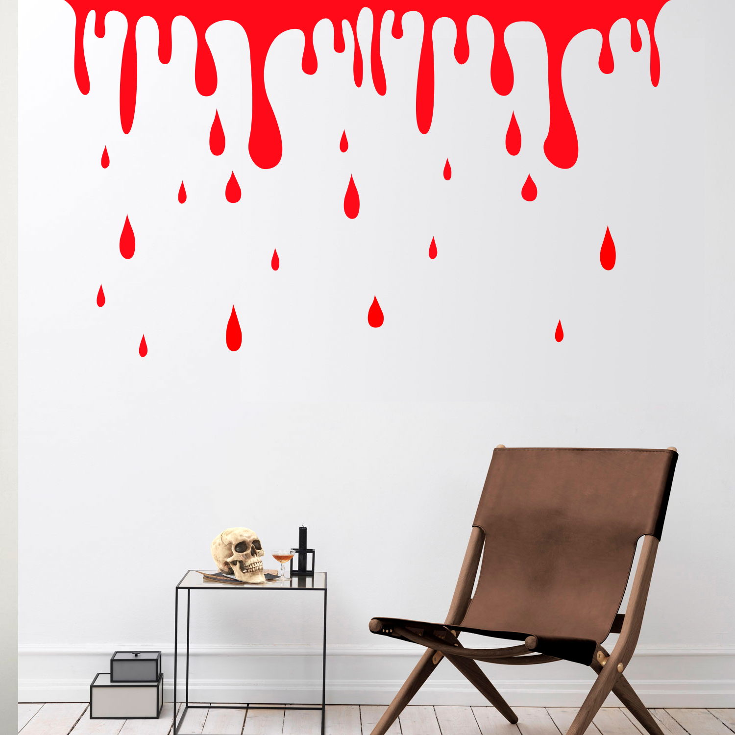 Vinyl Wall Art Decal - Blood Dripping - 46" x 79" - Fun Spooky Halloween Slime Decoration Sticker - Kids Teens Adults Indoor Outdoor Wall Door Window Living Room Office Decor (46" x 79"; Red)