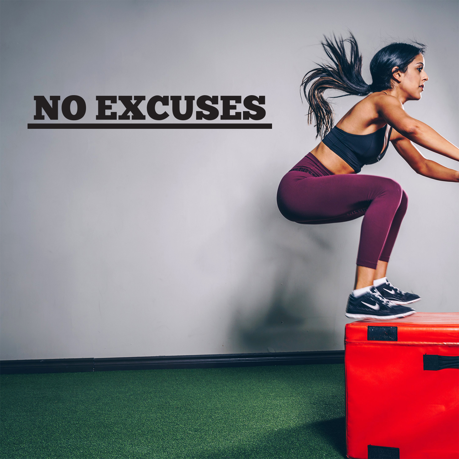 Vinyl Wall Art Decal - No Excuses - 5 x 36" - Trendy Optimistic Mind Change Quote Sticker for Office Bedroom Living Room Yoga Dance Gym Fitness Coffee Shop Decor"