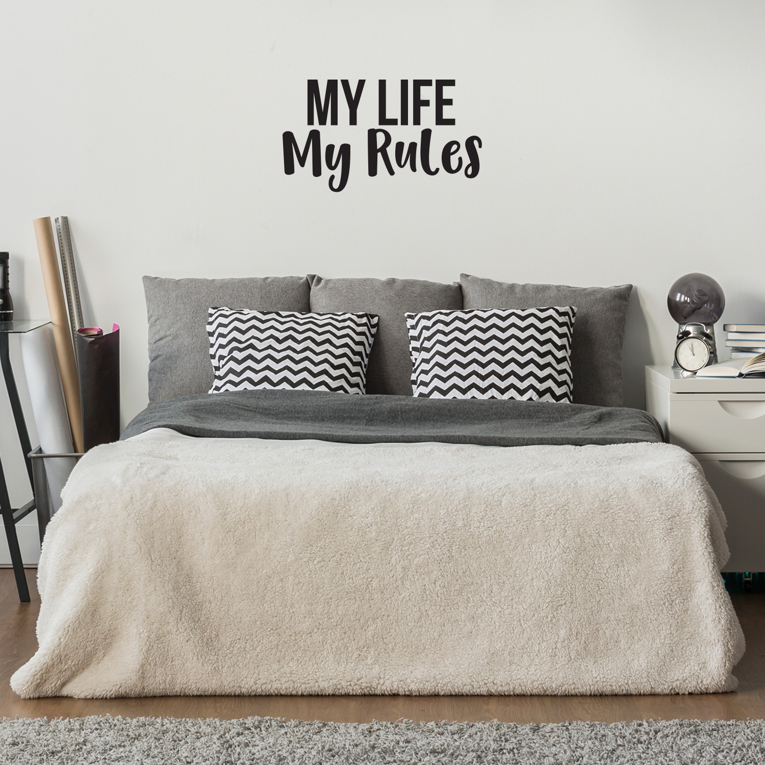 My Life My Rules Inspirational Quote Decor - Wall Art Decal 17 x 30" Decoration Vinyl Sticker - Life Quotes Wall Decal - Bedroom Living Room Vinyl Wall Art Stickers"