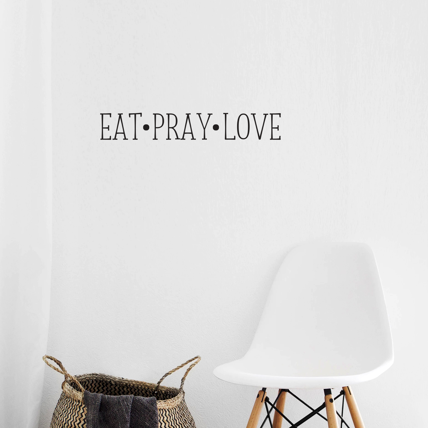 EAT; PRAY; LOVE - Wall Art Vinyl Decal - 3" X 23" Decoration Vinyl Sticker - Inspirational Kitchen Dining Room Wall Decor - Trendy Wall Art - Motivational Kitchen Wall Art Decal