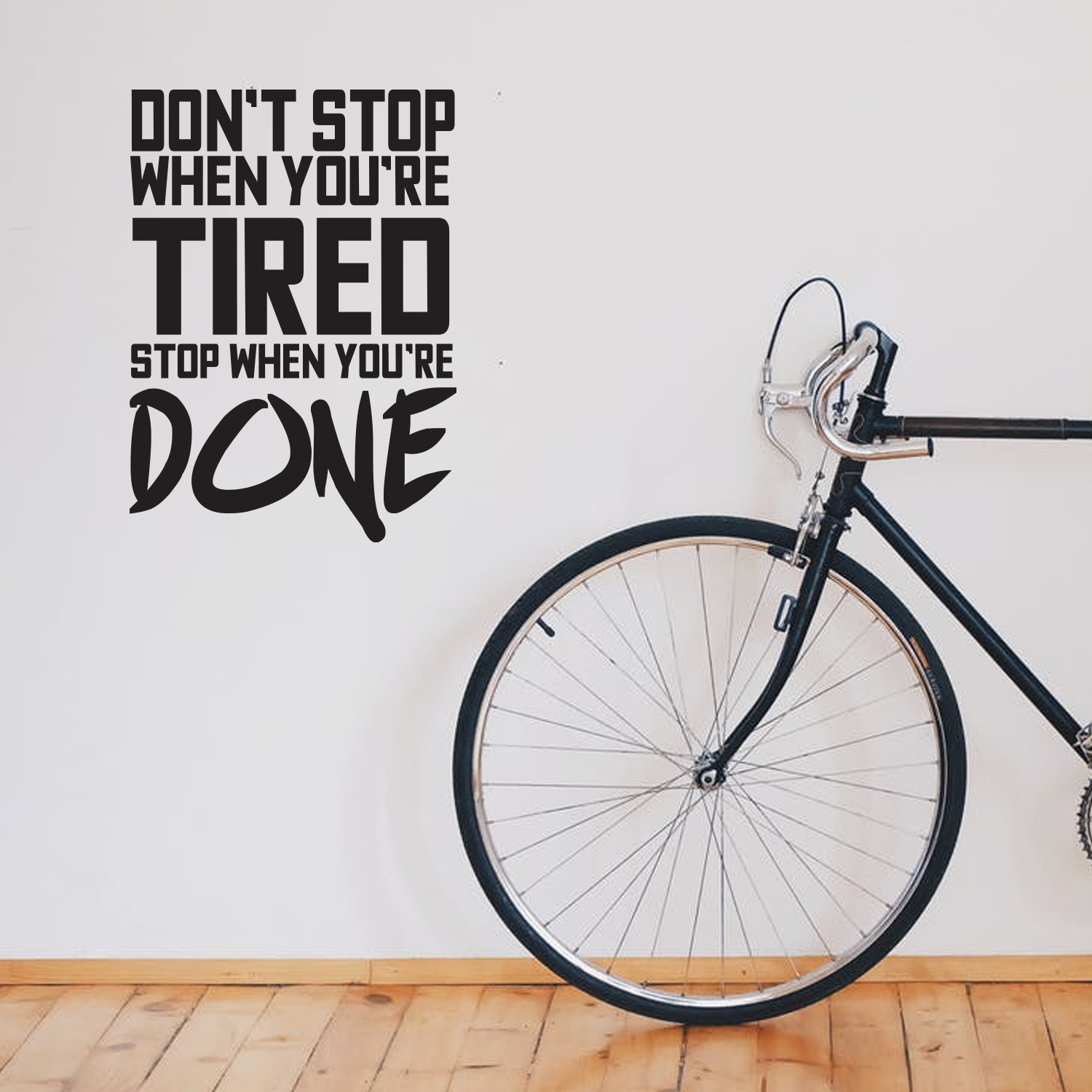 Don't Stop When You're Tired Stop When You're Done - Inspirational Gym Quotes - Wall Art Vinyl Decal - 32 X 23" Decoration Vinyl Sticker - Home Gym Wall Decor - Fitness Quote Decal (32" x 23"; Black)"
