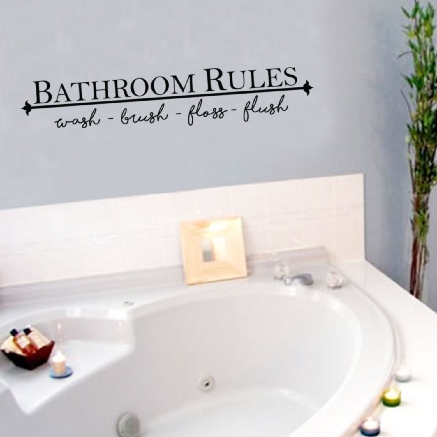 Motivational Art DecalBathroom Rules Wall Text Decoration Vinyl Sticker- Black 660078080351