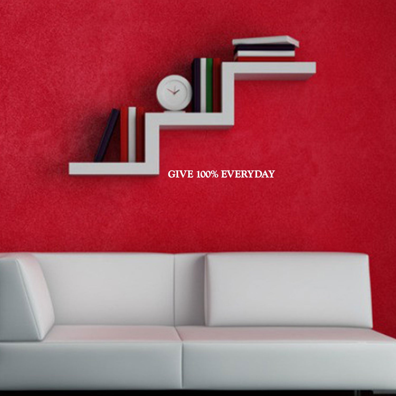 Give 100% Everyday Motivational Quote - Wall Art Decal 1" x 10" Decoration Vinyl Sticker - Apartment Decor - Gym Wall Vinyl Sticker - Office Wall Decoration (1" x 10", White) 660078082058