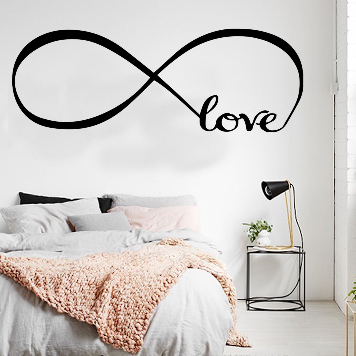 Love Infinity - Wall Art Decal - 22" x 61" Decoration Vinyl Sticker - Love Quotes Wall Art Sticker - Bedroom Wall Decor - Inspirational Vinyl Sticker - Cute Wall Decal 660078084410