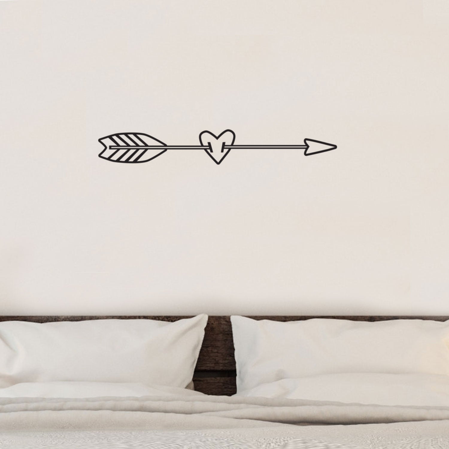 Heart Arrow Living Room and Bedroom Vinyl Wall Art Decal - 3.5" x 22.5" Decoration Vinyl Sticker-Black 660078084465
