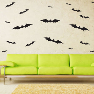 Spooky Black Bat Halloween Wall Art Vinyl Decal Bats Sticker - 48 Pack 660078084694