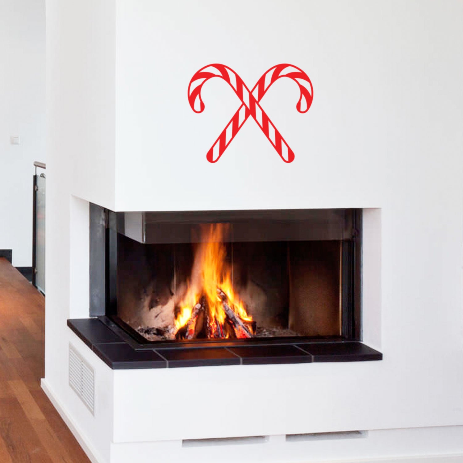 Christmas Candy Cane Vinyl Wall Art Decal - 23" x 29" Decoration Vinyl Sticker- Red 660078084717