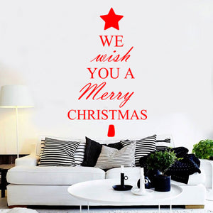We Wish You A Merry Christmas Vinyl Wall Art Decal - 34.5" x 23.5" Decoration Vinyl Sticker - Red 660078084731