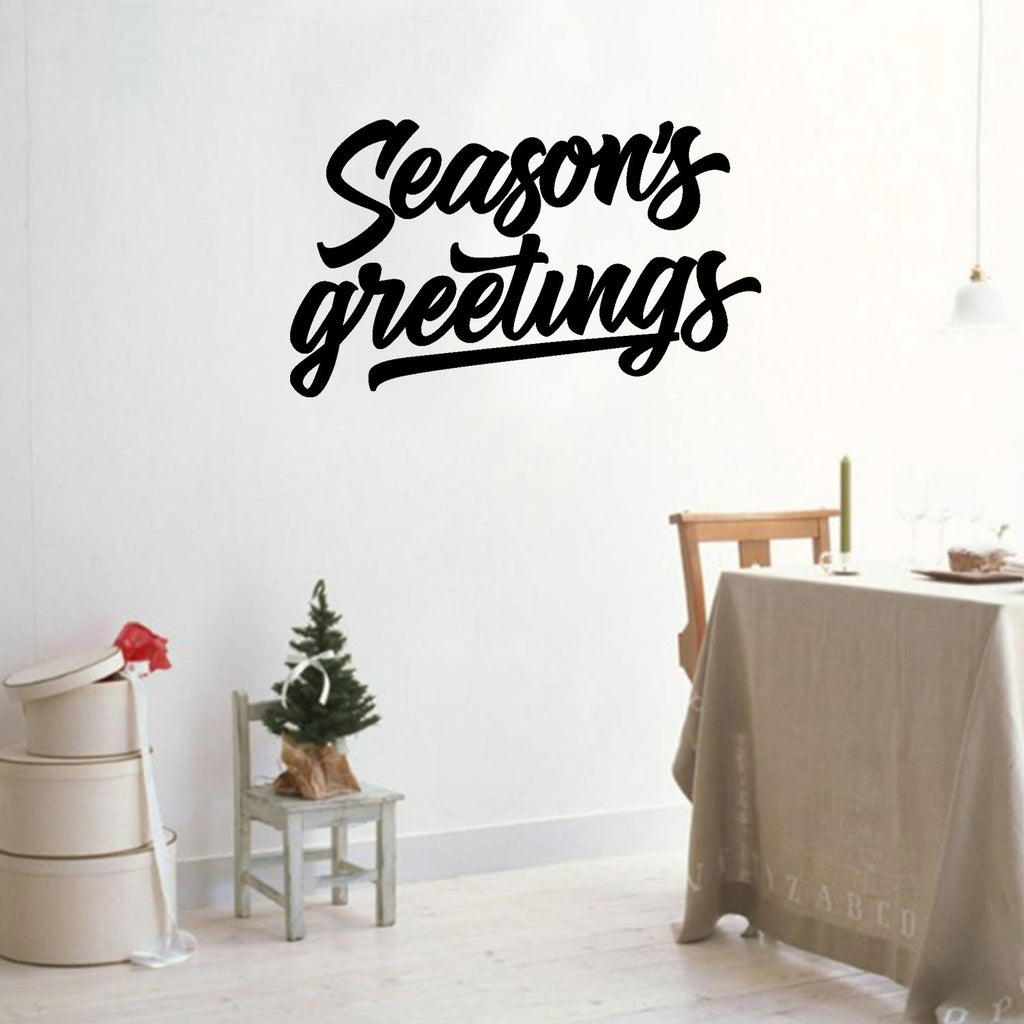 Season's Greetings Vinyl Wall Art Decal - 13.5" x 23.5" Decoration Vinyl Sticker - Black 660078087534