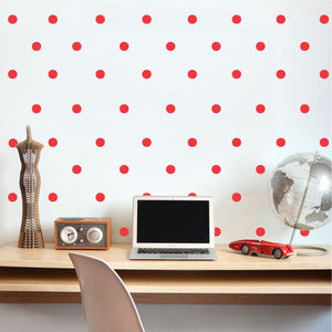 200 Pack Fun Polka Dots Pattern - Wall Art Decal - 1" x 1" - Bedroom Living Room Wall Art Decoration - Peel Off Vinyl Stickers- Apartment Decor - Mix & Match Colors! (1" x 1", Red) 660078089118