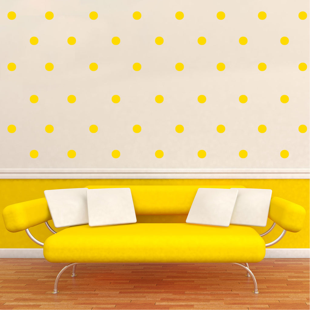 200 Pack Fun Polka Dots Pattern - Wall Art Decal - 1" x 1" - Bedroom Living Room Wall Art Decoration - Peel Off Vinyl Stickers- Apartment Decor - Mix & Match Colors! (1" x 1", Yellow) 660078089149