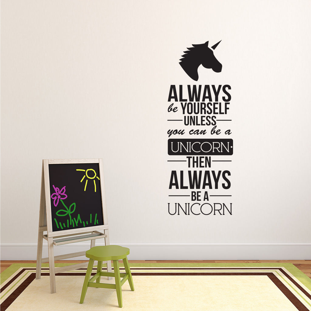 Always Be Yourself Unless You Can Be A Unicorn - Inspirational Life Quotes - Wall Art Decal - 40" x 16" Decoration Vinyl Sticker - Bedroom Living Room Wall Decor - Apartment Wall Decoration 660078089248