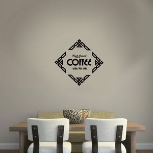 Fresh Ground Coffee Roasted Here - Wall Art Decal 23" x 23" - Cafe Wall Decor - Coffee Lovers Gifts - Coffee Wall Art Decoration - Kitchen Wall Decor 660078089576