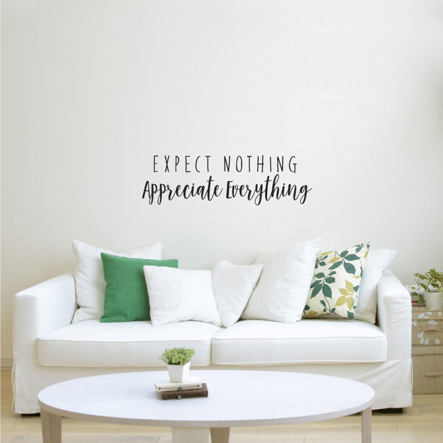 Expect Nothing, Appreciate Everything - Inspirational Quotes Wall Art Vinyl Decal - 9" x 30" Decoration Vinyl Sticker - Living Room Motivational Wall Art Decal - Life Quotes Vinyl Sticker Wall Decor 660078091623