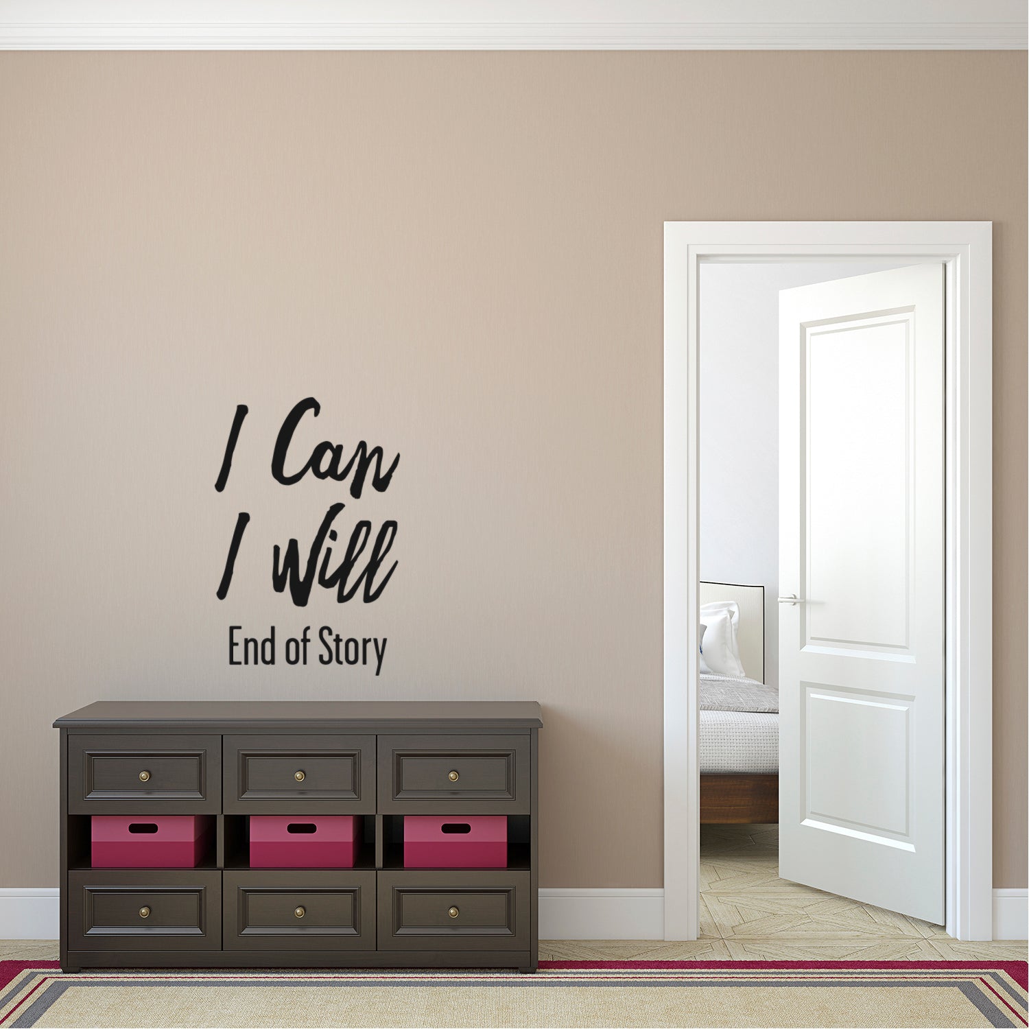 I Can I Will End of Story - Inspirational Quote Wall Art Vinyl Decal - 24" x 16" - Living Room Motivational Wall Art Decal - Life Quote Vinyl Sticker Wall Decor - Bedroom Vinyl Sticker Decor 660078092774
